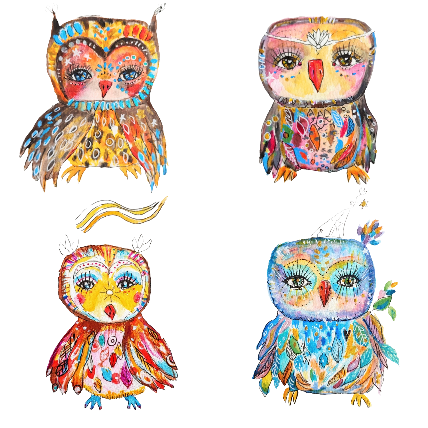 Colorful Owls