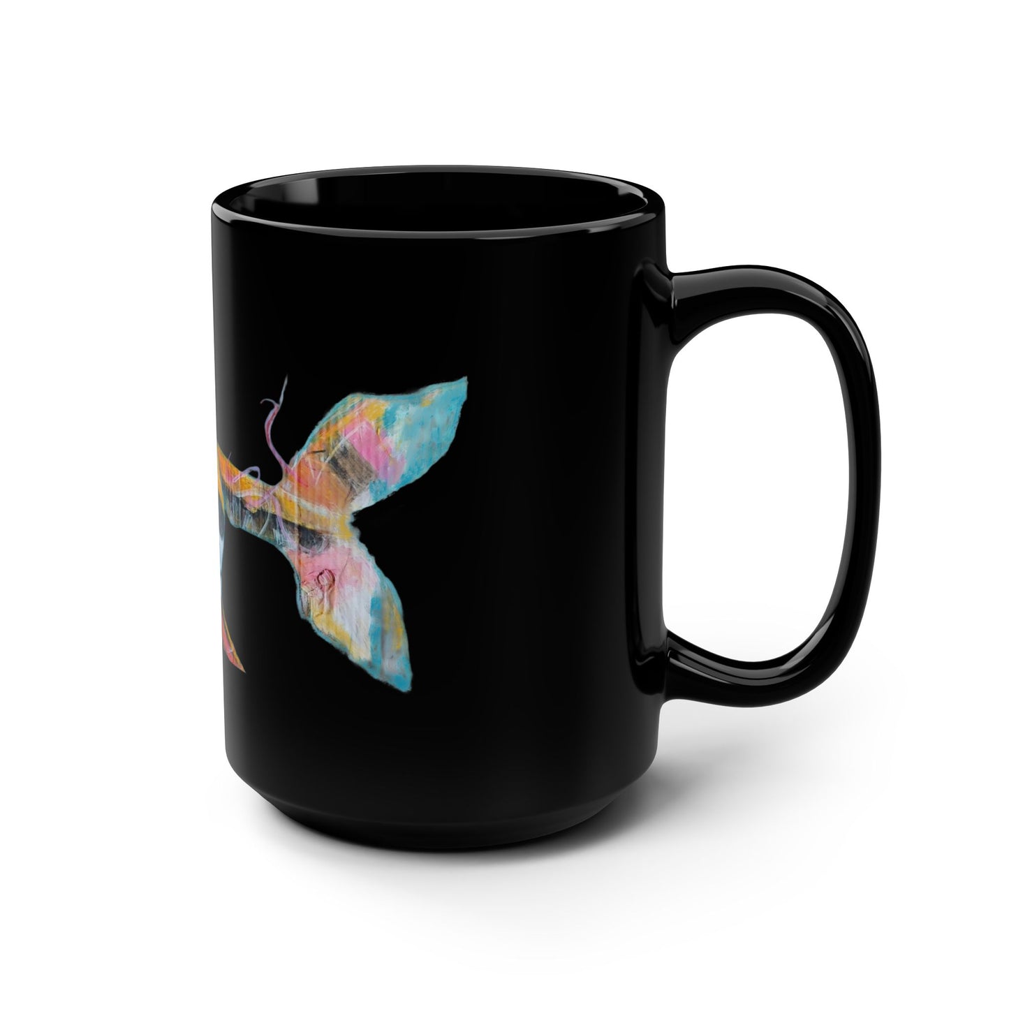 Colorful Cardboard Shark Ceramic Mug | Black 15oz