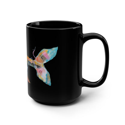 Colorful Cardboard Shark Ceramic Mug | Black 15oz