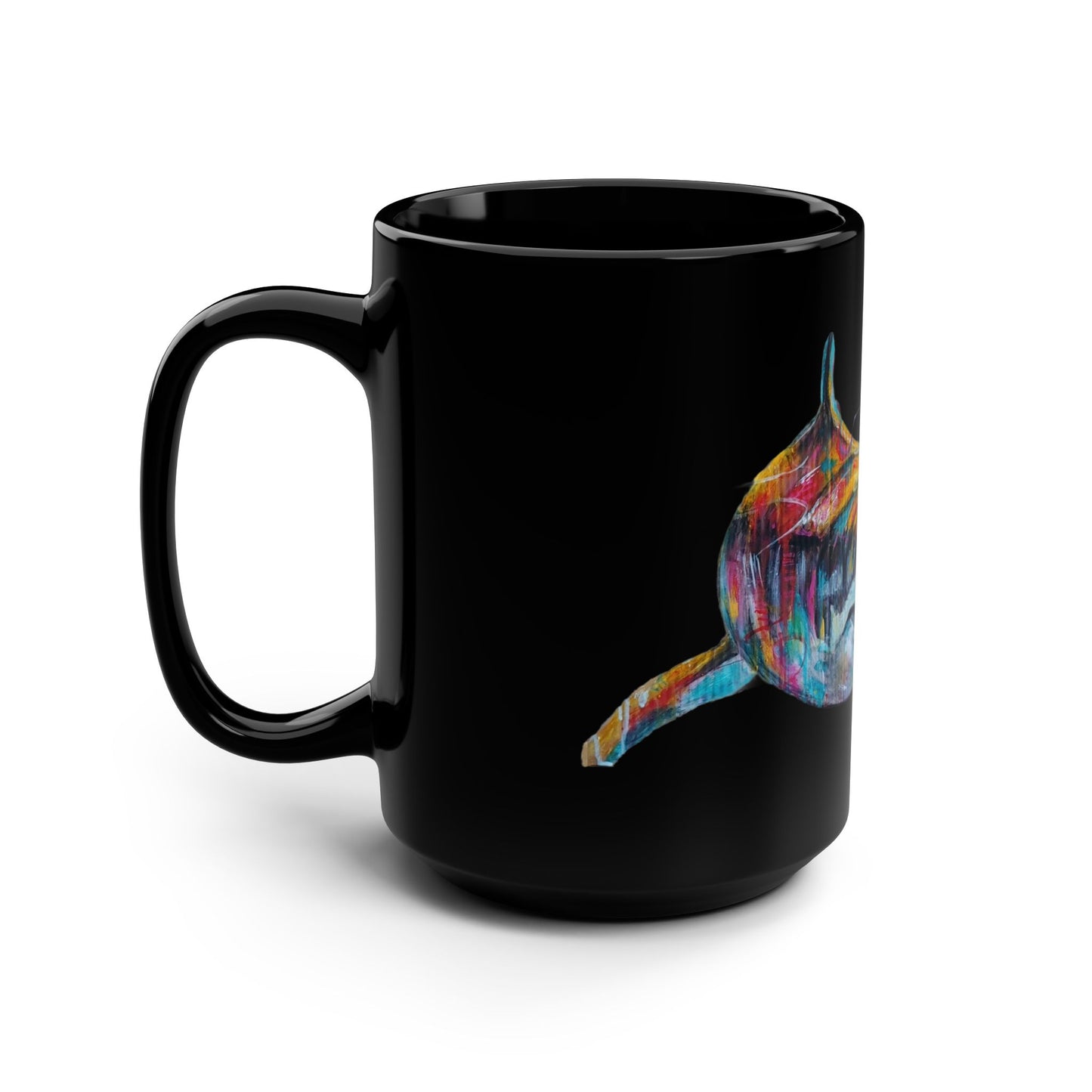 Colorful Cardboard Shark Ceramic Mug | Black 15oz